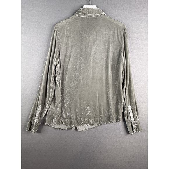 CP Shades + Garnet Hill Romy Velvet Silk Button Down Shirt Sz L Holiday USA $378 - Picture 4 of 11